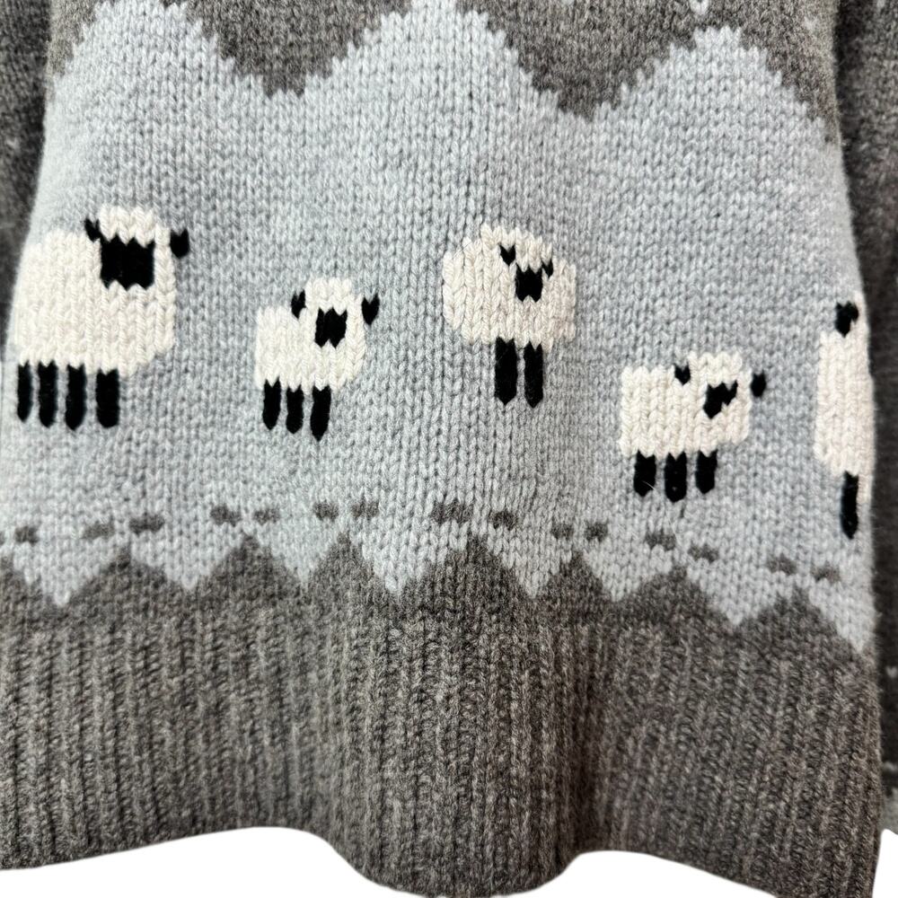 SEA Anja Merino Wool Sheep Sweater Gray Size Small - Picture 7 of 12